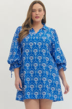 Load image into Gallery viewer, Emily Cerulean Blue Floral Dress