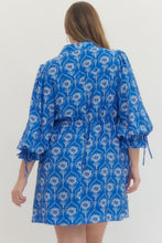Load image into Gallery viewer, Emily Cerulean Blue Floral Dress