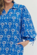 Load image into Gallery viewer, Emily Cerulean Blue Floral Dress