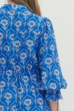 Load image into Gallery viewer, Emily Cerulean Blue Floral Dress