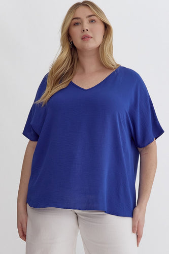 Kaylee Royal Blue V-Neck Top