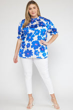 Load image into Gallery viewer, Poppy Floral Mock Neck Puff Sleeve Top