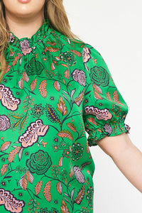 Anika Botanical Print Ruffle Trim Top