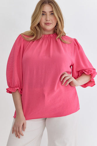 Restocked! Kyleigh Ruffle Neck Top in Pink