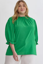 Load image into Gallery viewer, Kyleigh Ruffle Neck Top in Kelly Green