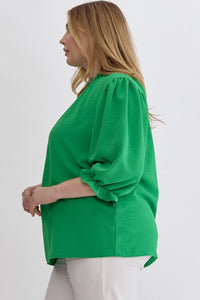 Kyleigh Ruffle Neck Top in Kelly Green