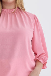 Kyleigh Ruffle Neck Top in Soft Pink