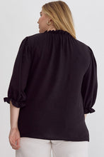 Load image into Gallery viewer, Kyleigh Ruffle Neck Top in Black