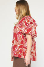 Load image into Gallery viewer, Miranda Ruby Paisley Ruffle Sleeve Top