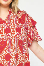 Load image into Gallery viewer, Miranda Ruby Paisley Ruffle Sleeve Top