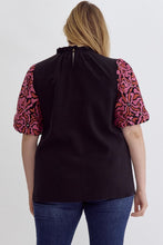 Load image into Gallery viewer, Zoe Black Embroidered Puff Sleeve Top