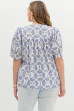 Load image into Gallery viewer, Brianna Cotton Blue Puff Sleeve Top