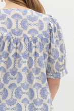 Load image into Gallery viewer, Brianna Cotton Blue Puff Sleeve Top