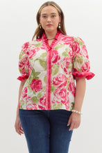 Load image into Gallery viewer, Rosie Floral Ruffle Trim Puff Sleeve Top