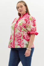 Load image into Gallery viewer, Rosie Floral Ruffle Trim Puff Sleeve Top
