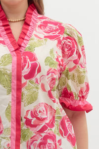Rosie Floral Ruffle Trim Puff Sleeve Top