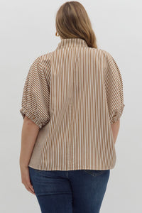 Mia Caramel Striped Top