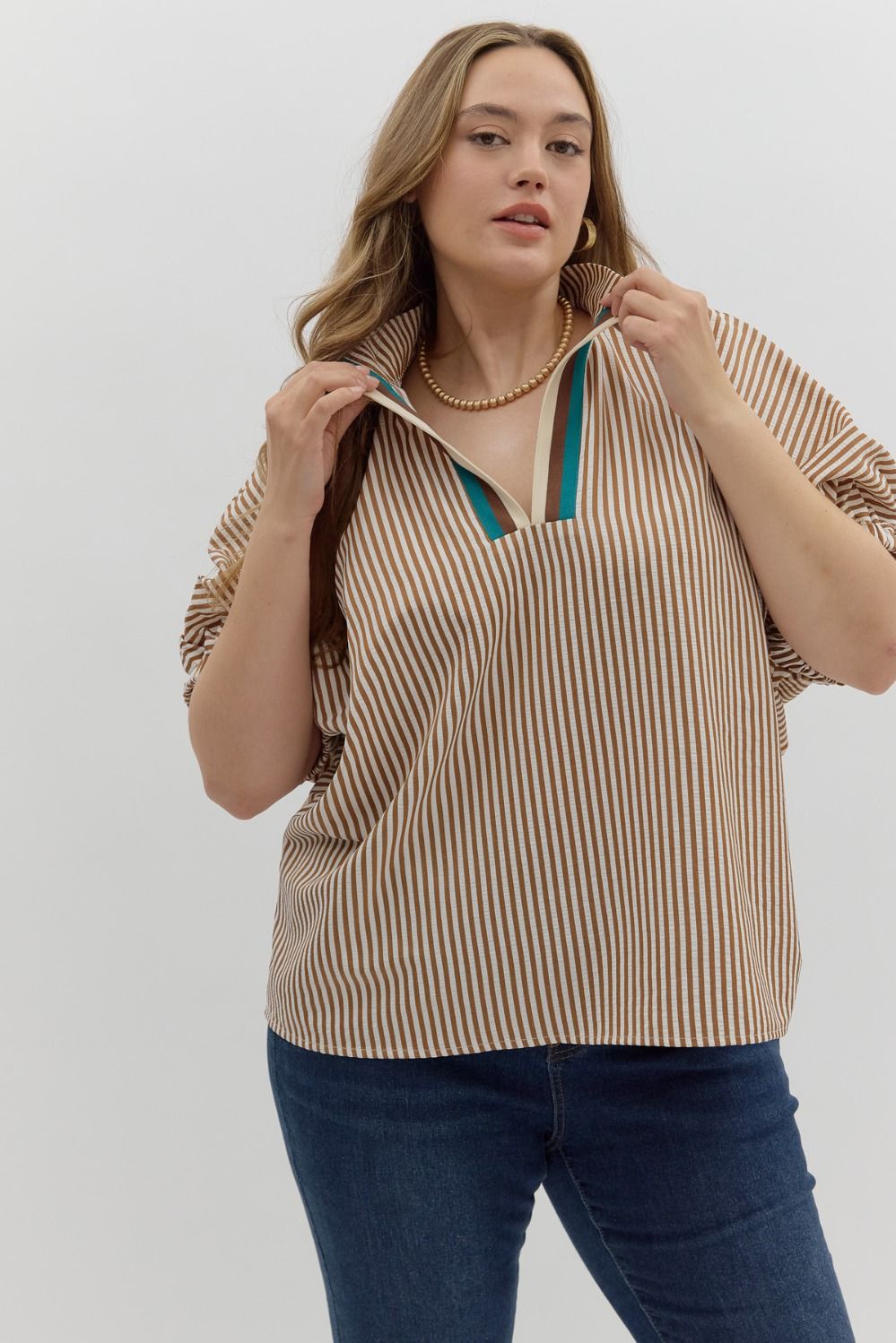 Mia Caramel Striped Top