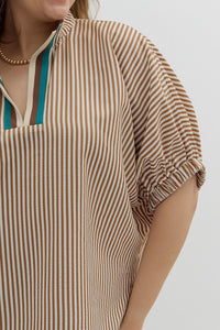 Mia Caramel Striped Top