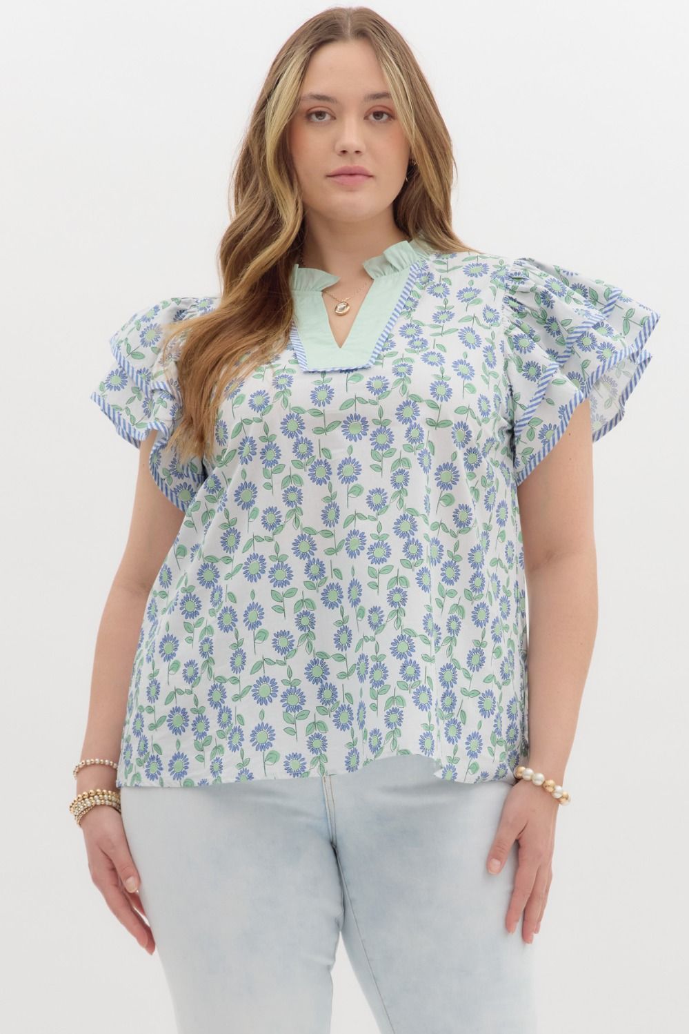 Alicia Floral Ruffle Sleeve Top