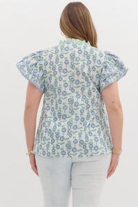 Alicia Floral Ruffle Sleeve Top