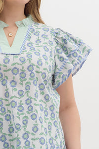 Alicia Floral Ruffle Sleeve Top