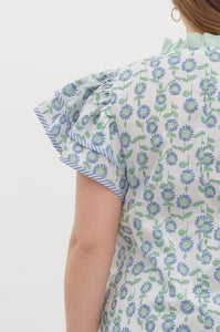 Alicia Floral Ruffle Sleeve Top