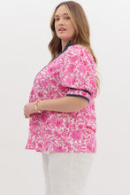Load image into Gallery viewer, Katy Pink and Navy Puff Sleeve Top