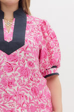 Load image into Gallery viewer, Katy Pink and Navy Puff Sleeve Top