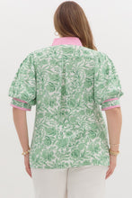 Load image into Gallery viewer, Katy Pink and Green Puff Sleeve Top