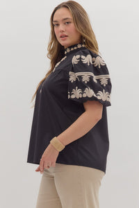 Johnna Embroidered Puff Sleeve Top