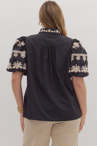 Johnna Embroidered Puff Sleeve Top