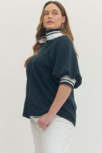 Load image into Gallery viewer, Remi Navy Puff Sleeve 1/4 Zip Pullover