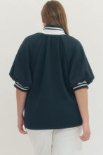 Load image into Gallery viewer, Remi Navy Puff Sleeve 1/4 Zip Pullover