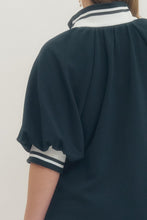 Load image into Gallery viewer, Remi Navy Puff Sleeve 1/4 Zip Pullover