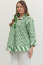 Load image into Gallery viewer, Talia Striped Top with Pearl Accent
