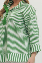 Load image into Gallery viewer, Talia Striped Top with Pearl Accent