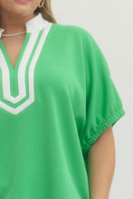 Load image into Gallery viewer, Lilly Green and White Dolman Sleeve Top