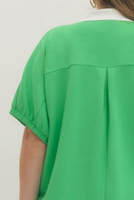 Load image into Gallery viewer, Lilly Green and White Dolman Sleeve Top