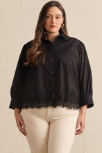 Load image into Gallery viewer, Liza 3/4 Sleeve Black Lace Trim Top