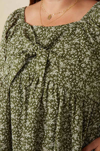 Haley Ditsy Floral Tie Front Smocked Back Dress