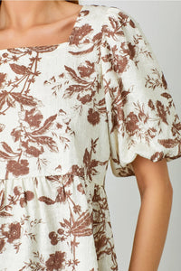 Restocked! Harlow Mocha and Cream Floral Top