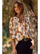 Load image into Gallery viewer, Polly Taupe Floral Top with Scallop Trim