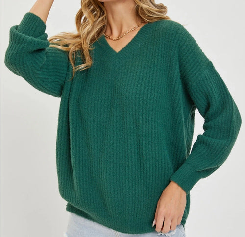 Alaina Ribbed V-Neck Sweater