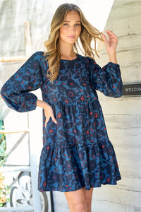 Sonya Navy Floral Long Sleeve Dress
