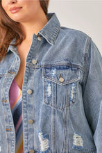 Load image into Gallery viewer, Cecilia Distressed Denim Cropped Jacket