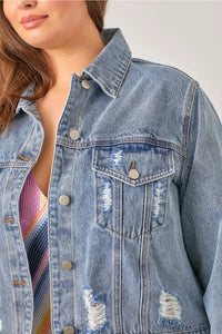 Cecilia Distressed Denim Cropped Jacket