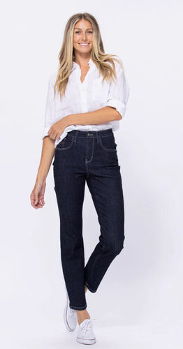 High-Rise Dark Wash Mom Jean
