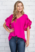 Load image into Gallery viewer, Jana Ruffle Sleeve V-Neck Top