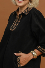 Load image into Gallery viewer, Kayla Corduroy Leopard Trim Shift Dress